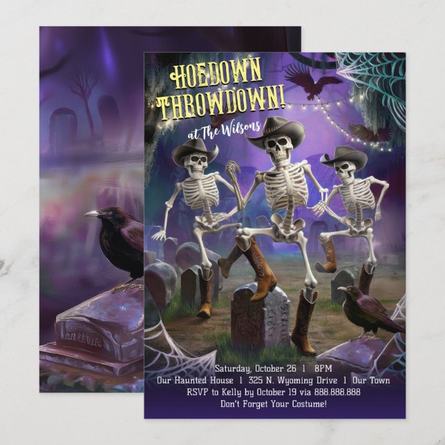 Convite Hoedown Throwdown, Festa de dança do Halloween (Frente/Verso)