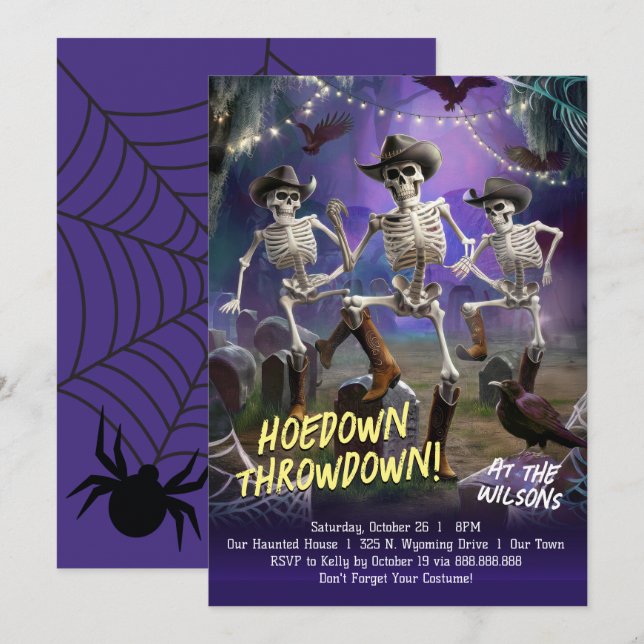Convite Hoedown Throwdown, Festa de dança do Halloween (Frente/Verso)
