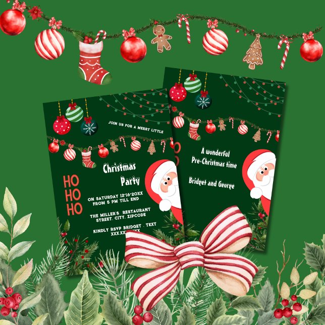 Convite HoHo papais noeis de natal festivos e garland (Criador carregado)
