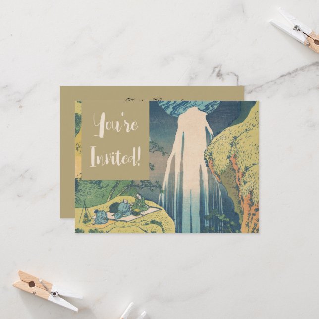 Convite Hokusai Amida cai na cachoeira do Japão (Frente/Verso In Situ)