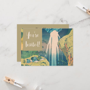 Convite Hokusai Amida cai na cachoeira do Japão