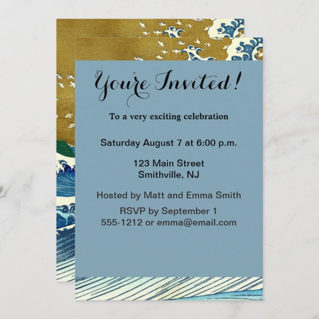 Convite Hokusai Big Wave Japão Art (Frente/Verso)