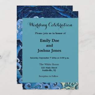 Convite Hokusai Feminine Wave Vintage Ocean