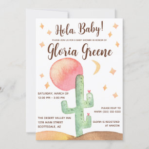 Convite Hola Baby! Chá de fraldas do Desert Cactus Boho