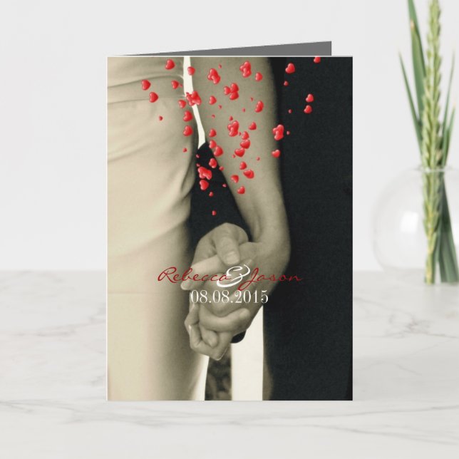 Convite holding hands Balack and white wedding (Frente)