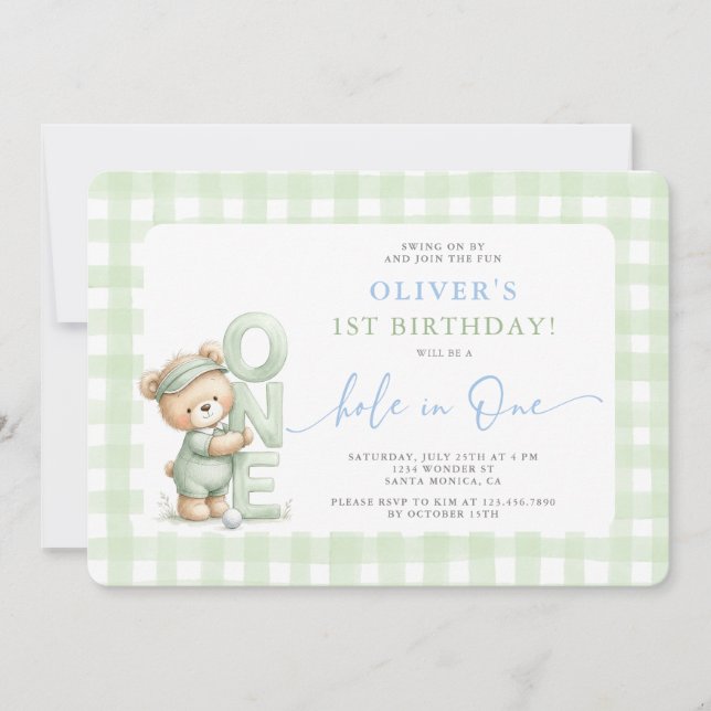Convite Hole In One Birthday Invitation (Frente)