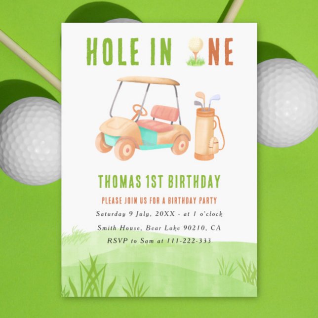 Convite Hole In One First Birthday Party (Criador carregado)