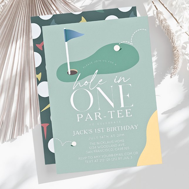 Convite Hole in One Golf Fairway Par-Tee Boy 1st Birthday (Criador carregado)