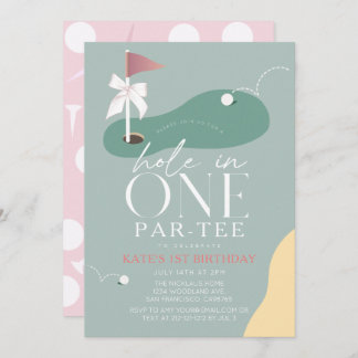 Convite Hole in One Golf Fairway Par-Tee Girl 1st Birthday