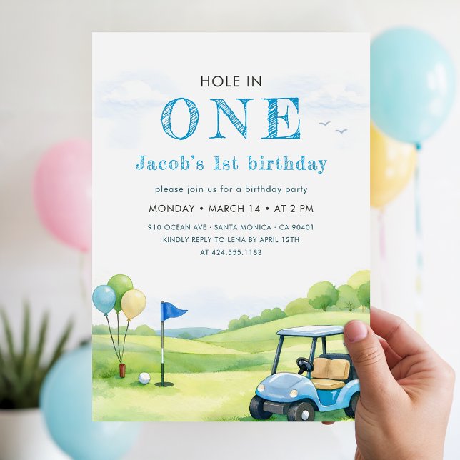 Convite Hole In One Golf Party 1st First Birthday (Criador carregado)