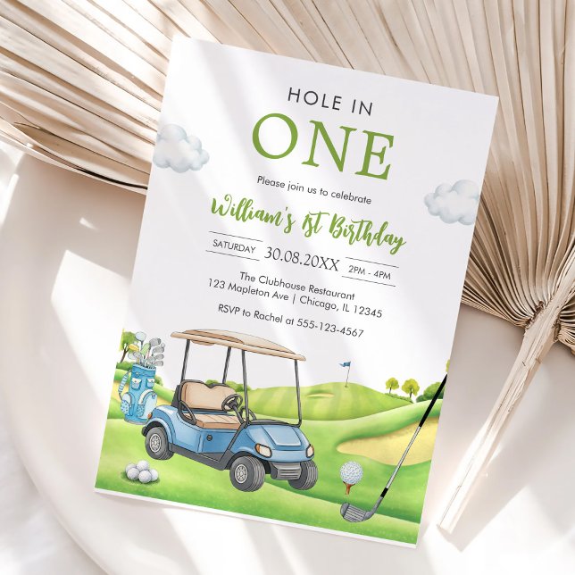 Convite Hole In One Par-tee Golf Boy 1st Birthday Invitati (Criador carregado)