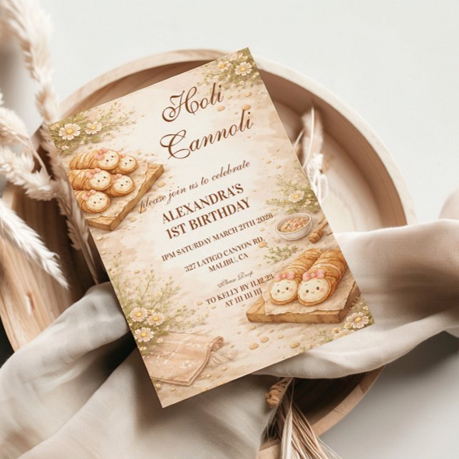 Convite Holi Cannoli Whimsical Bakery 1st Birthday (Criador carregado)