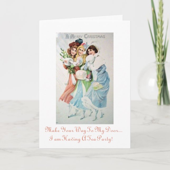 Convite Holiday Christmas Tea Party Invitation (Frente)