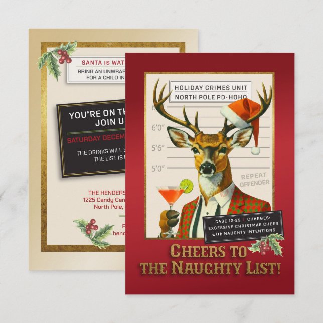Convite Holiday Crimes Unit – Reindeer Repeat Offender (Frente/Verso)