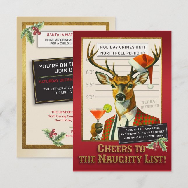 Convite Holiday Crimes Unit – Reindeer Repeat Offender (Frente/Verso)