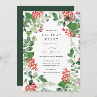 Convite Holiday Florals Christmas Party Invitation