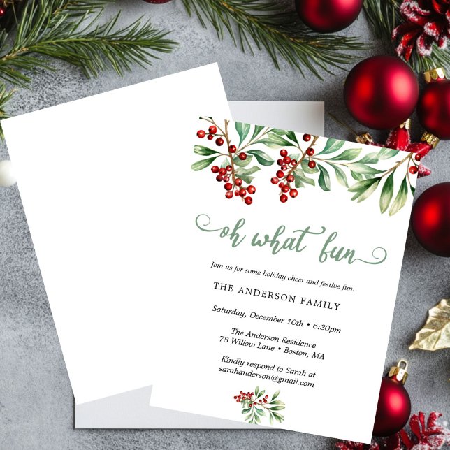 Convite Holiday Holly Christmas Party Invitation (Criador carregado)