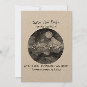 Convite Holiday Kraft Mountain Black White Salvar a Data