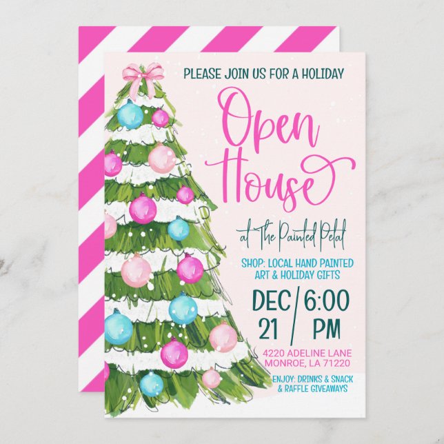 Convite Holiday Open House (Frente/Verso)