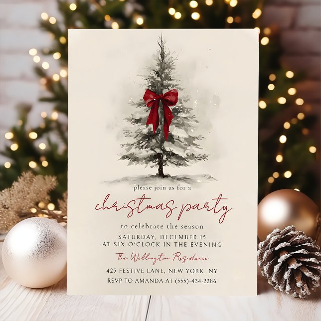 Convite Holiday Party Festive Christmas Wreath Invitation (Criador carregado)
