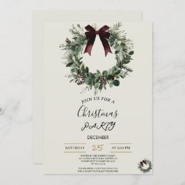 Convite Holiday Party Invitation Elegant Christmas Wreath