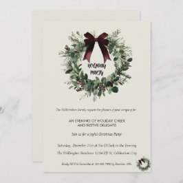 Convite Holiday Party Invitation Elegant Christmas Wreath