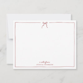 Convite Holiday Red Stripes Bow Note Card