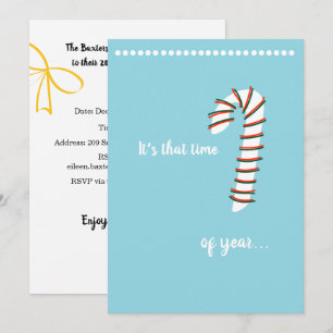 Convite Holiday Season Artística Candy Cane
