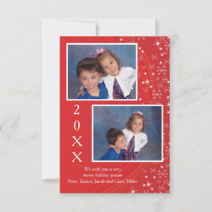 Convite Holiday Season Red & White Stars - 3x5Cartão de Na