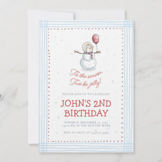 Convite Holiday Snowman 2nd Birthday Invitation 