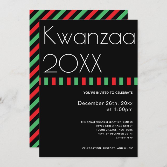 Convite Holiday Typografia Kwanzaa (Frente/Verso)