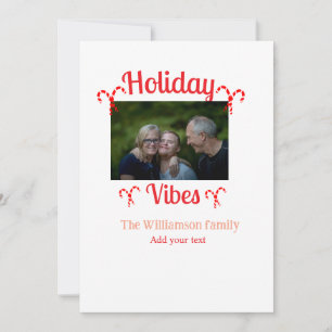 Convite Holiday Vibes, nome de foto da família vermelha ca