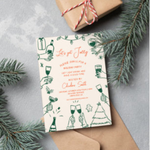 Convite HolidayHand do Partido Xmas Desenhou Manuscrito Fu