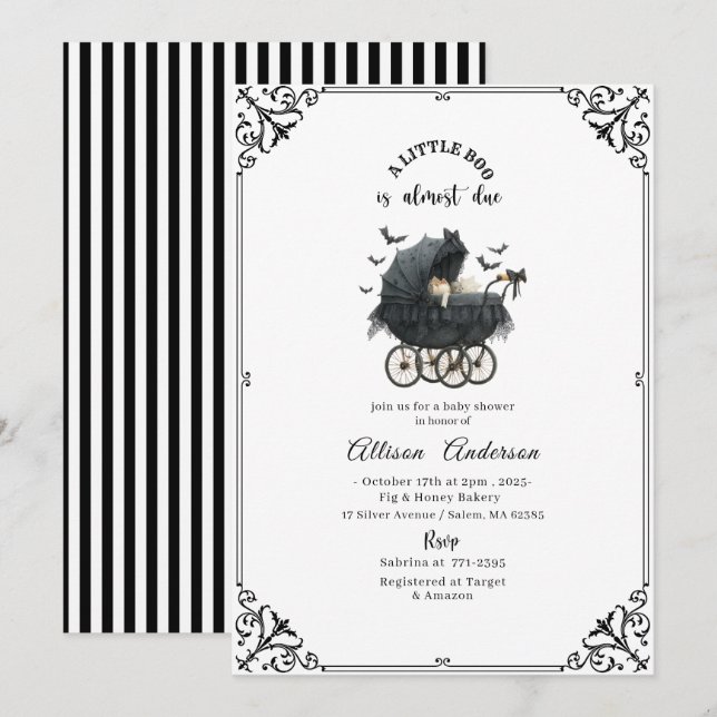 Convite Holloween Pumpkin Little Boo Baby shower (Frente/Verso)