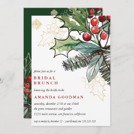 Convite Holly Berries Casamento de Natal Bridal Brunch