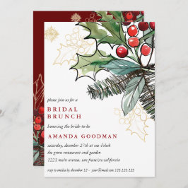 Convite Holly Berries Casamento de Natal Bridal Brunch