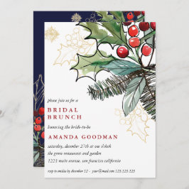 Convite Holly Berries Casamento de Natal Bridal Brunch