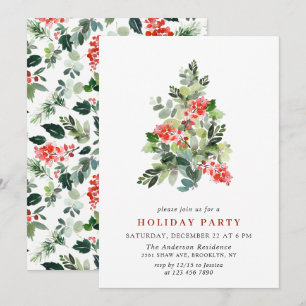 Convite Holly Berry Tree Holiday CHRISTMAS PARTIDO