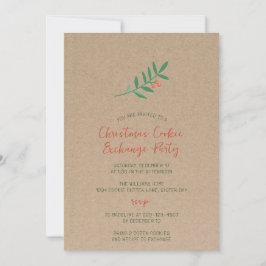 Convite Holly Christmas Cookie Exchange Partido Kraft