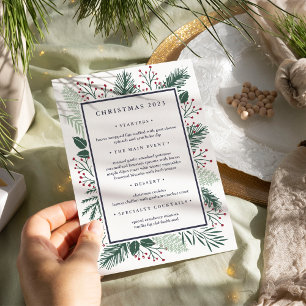 Convite Holly e Pine   Menu Janto de Natal Personalizado