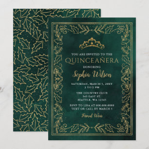 Convite Holly Green, Princesa Dourada Tiara Quinceañera