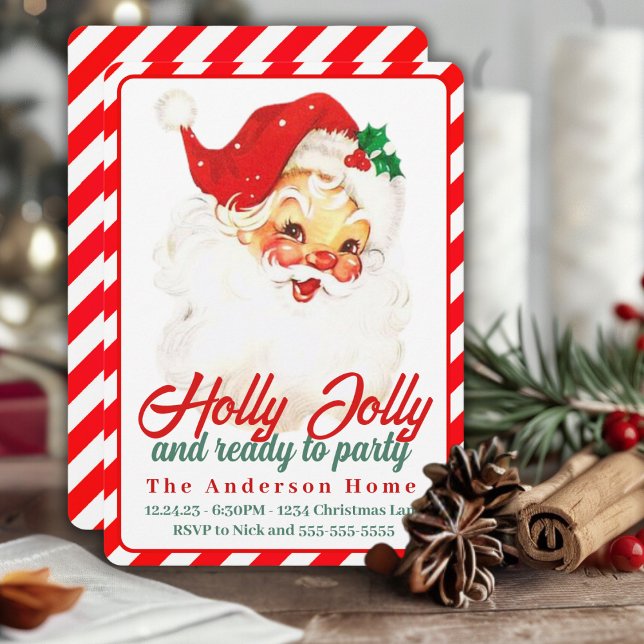 Convite Holly Jolly E Pronto Para Festejar O Natal Persona (Holly Jolly And Ready To Party Custom Christmas Invitation)