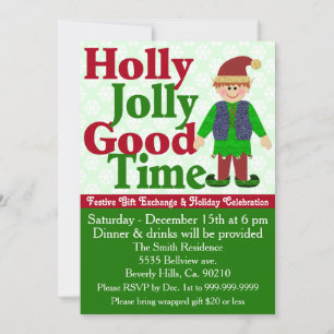 Convite Holly Jolly Elf Gift Exchange
