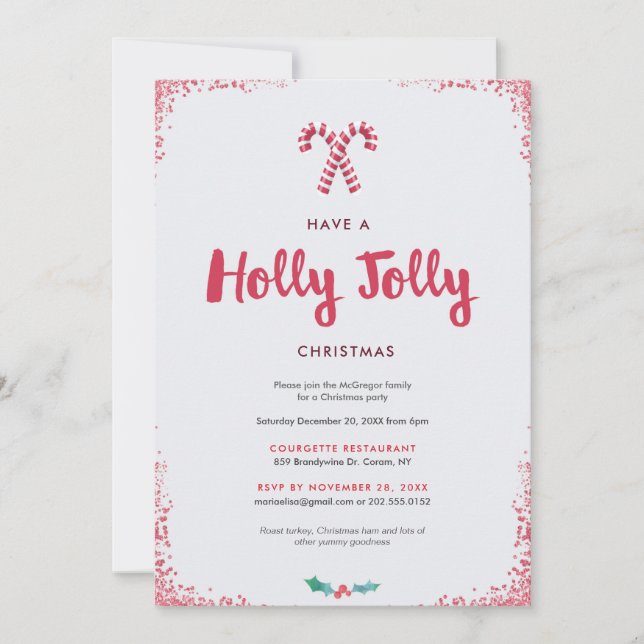 Convite Holly Jolly Holiday Party (Frente)