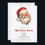 Convite Holly Jolly Santa Claus Retro Style<br><div class="desc">Um convite de Natal com uma ilustração alegre de um Papai Noel estilo vintage com bochechas rosadas vermelhas vestindo seu clássico chapéu de Papai Noel vermelho e seu grande urso branco. Um sorriso de sprig adiciona ao espírito festivo de feriado desta design.</div>