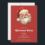 Convite Holly Jolly Santa Claus Retro Style<br><div class="desc">Um convite de Natal com uma ilustração alegre de um Papai Noel estilo vintage com bochechas rosadas vermelhas vestindo seu clássico chapéu de Papai Noel vermelho e seu grande urso branco. Um sorriso de sprig adiciona ao espírito festivo de feriado desta design.</div>