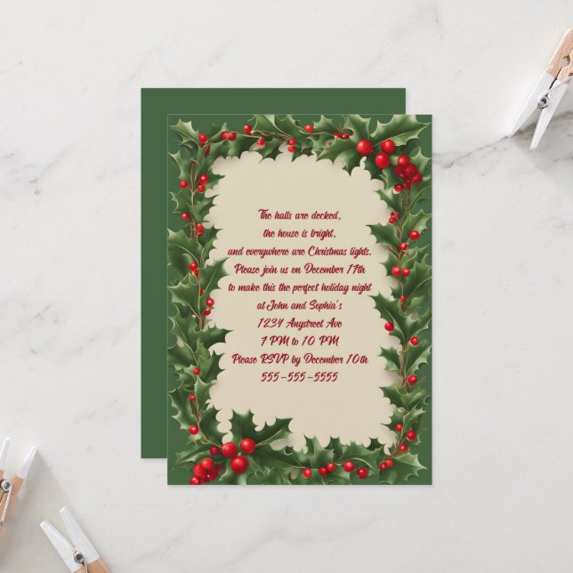 Convite Holly na Festa de Natal Verde (Frente/Verso In Situ)