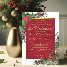 Convite Holly & Pine Casamento no inverno de Natal Formal