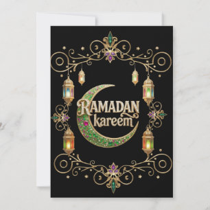Convite Holly Ramadan preto e dourado