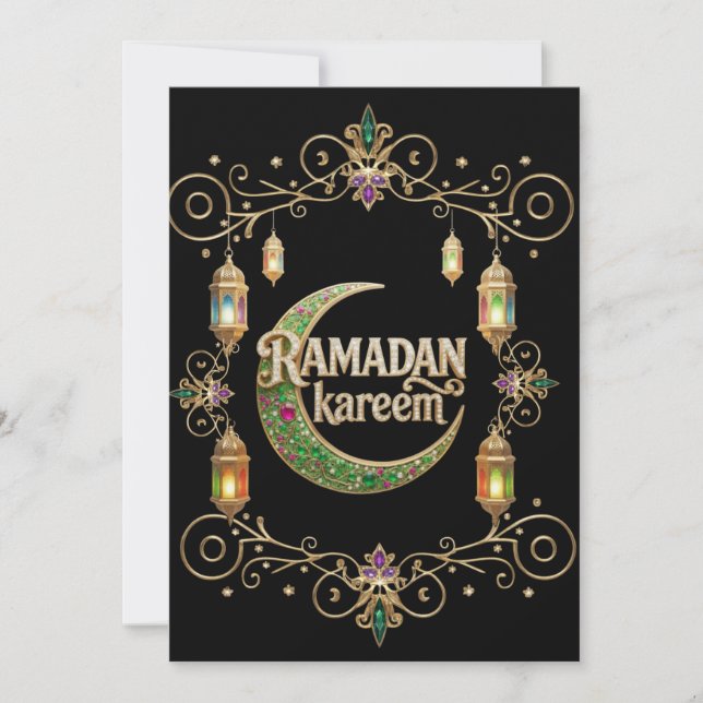 Convite Holly Ramadan preto e dourado (Frente)